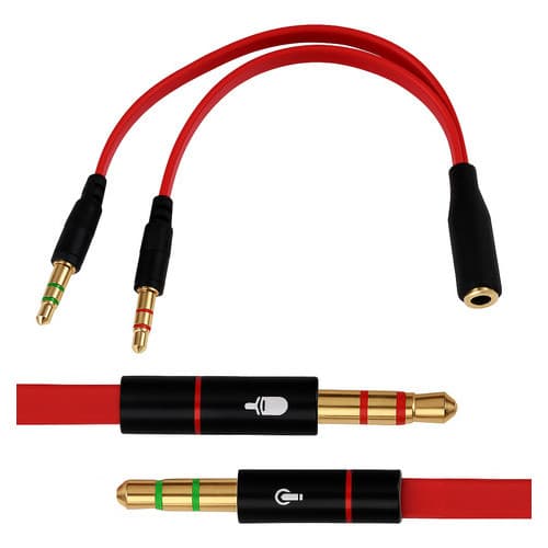 Cabo Y Adaptador P3 para 2 P2 Macho Fone de Ouvido e Microfone Celular PC Headset