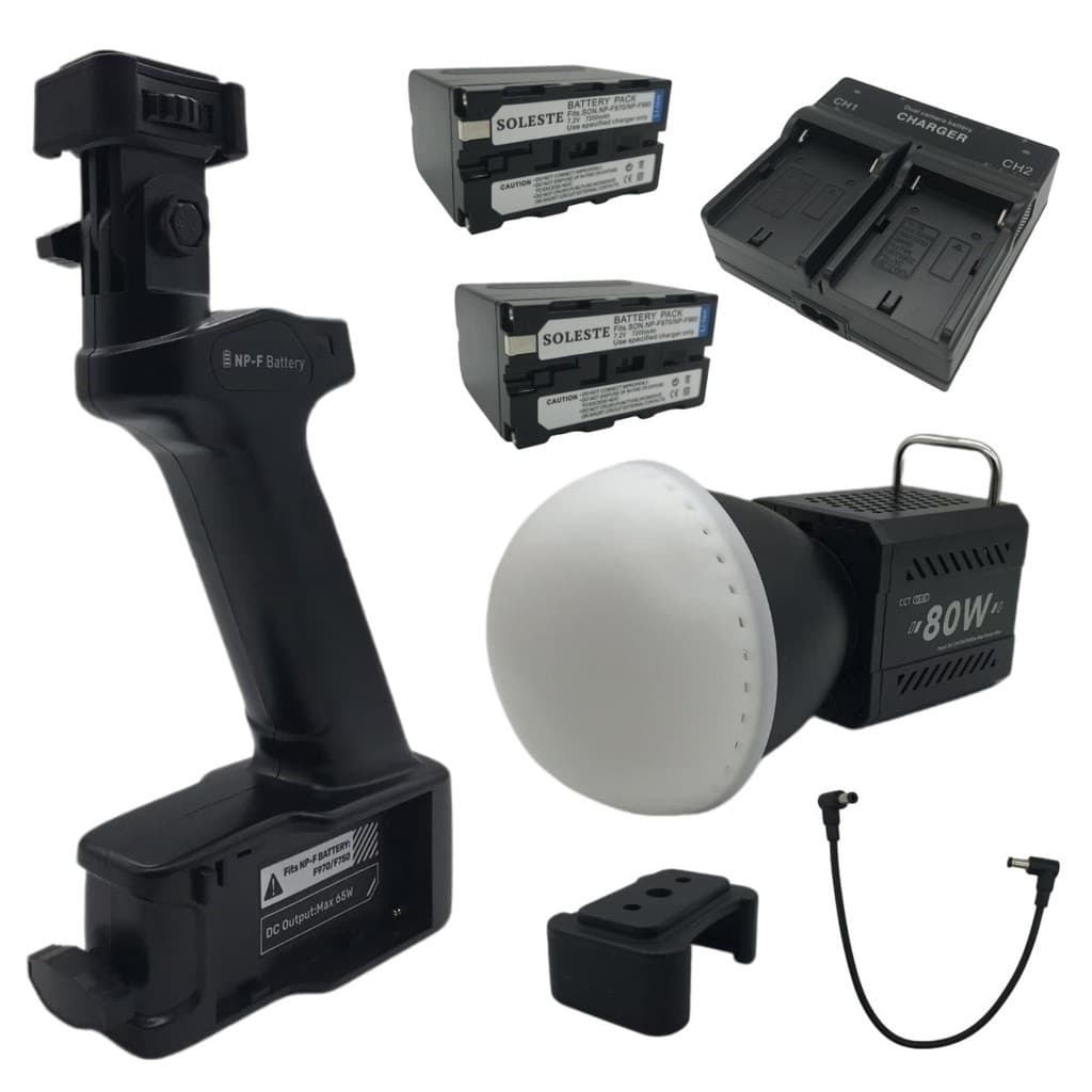 Iluminador LED COB CB-80 c/ Suporte+2 NP-F970+Carregador