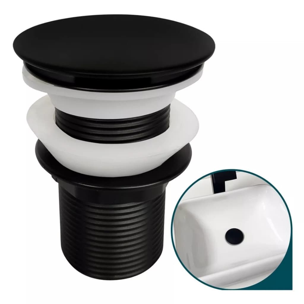 Válvula Click para Cuba – 1/4" com Acabamento Preto Fosco