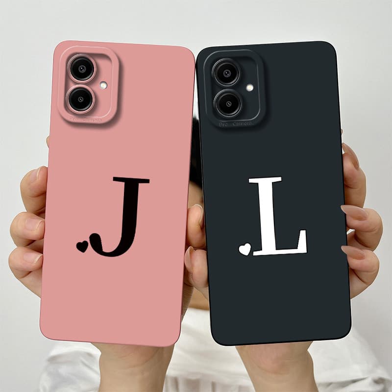 Para Samsung Galaxy A06 5G SM-A066B/DS Bonito Letras Iniciais Lente Protetora Caso À Prova De Choque Macio Silicone TPU