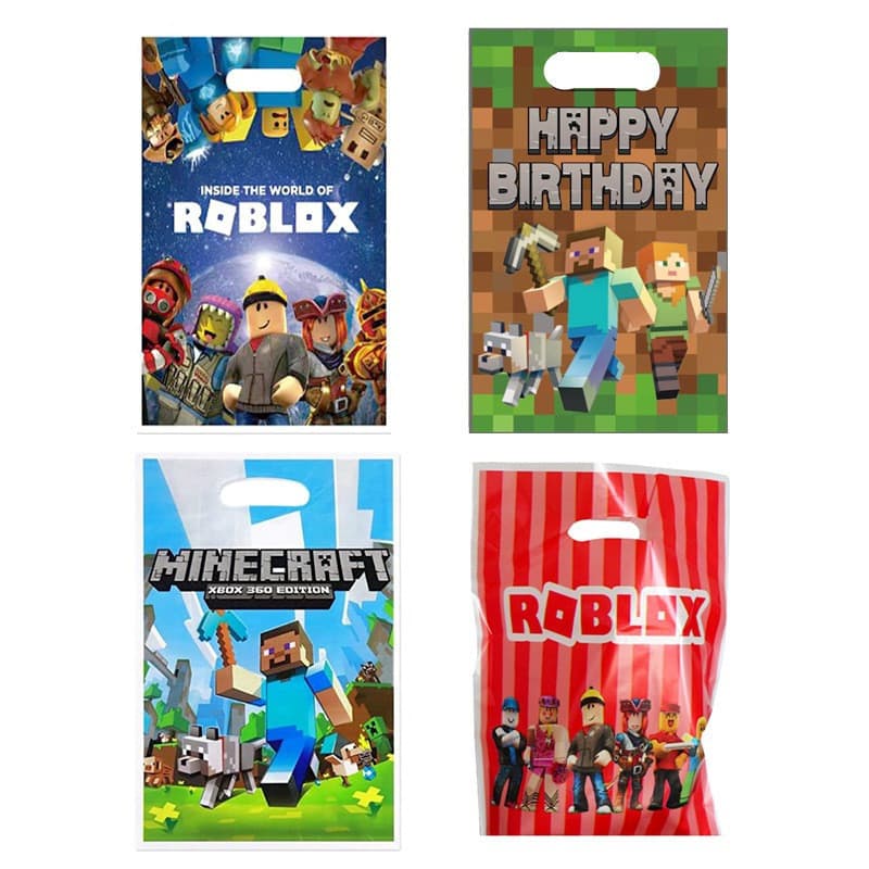30 Peças Sacolas de Presente para Jogos Roblox Minecraft Decoração de Festa com Cordão BYPN