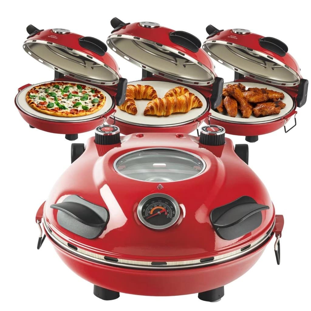 Forno de Pizza elétrico Pedra Refratária Salgado Pão Dupla Resistencia Vermelho 127V Assa como se fosse Forno a Lenha