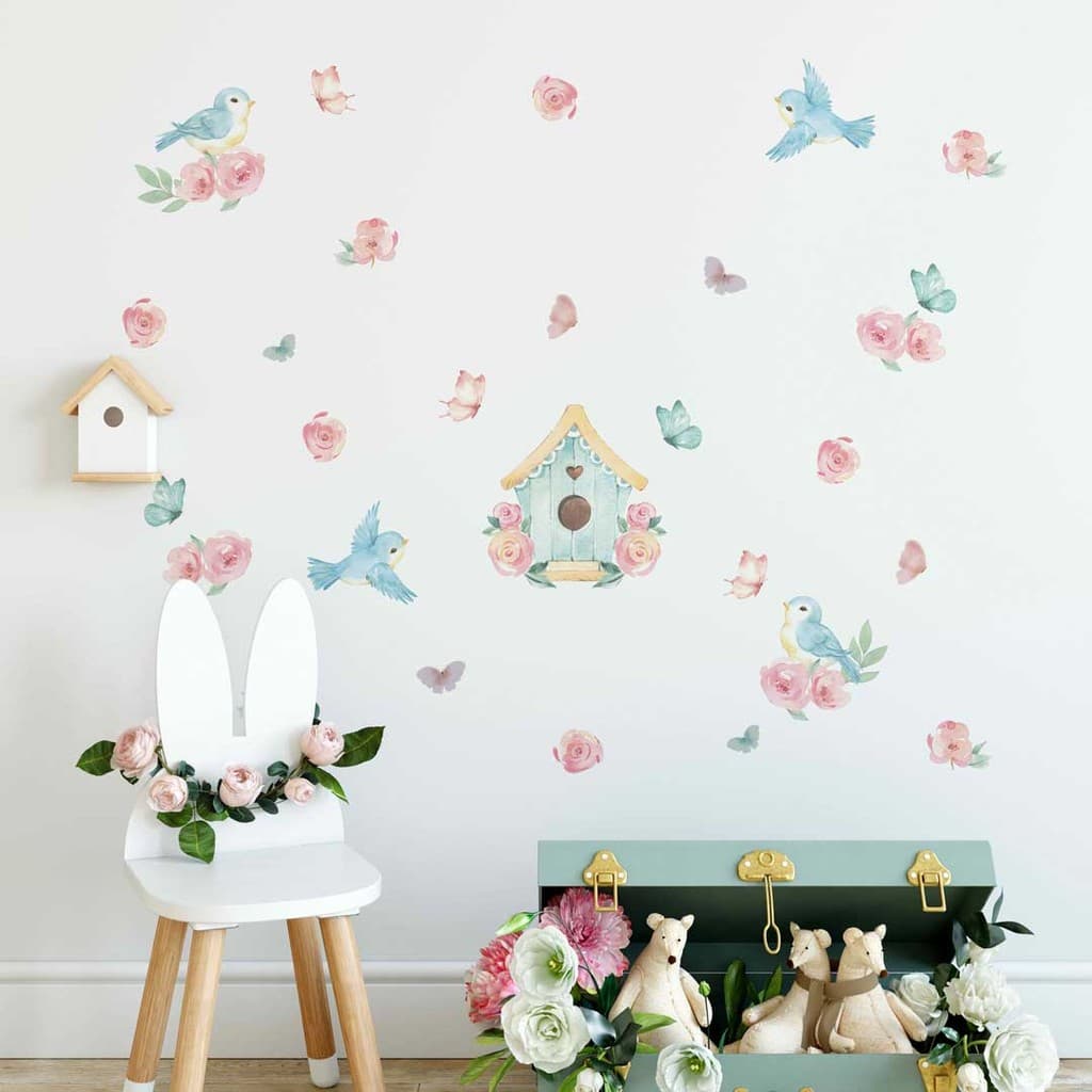 Adesivos De Parede Passarinhos Jardim Encantado