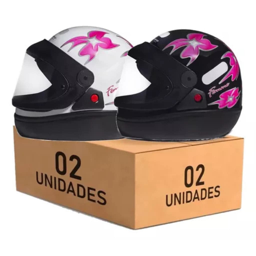 Capacete San Marino Femme Moto Fechado Automático Kit 2 Unidades