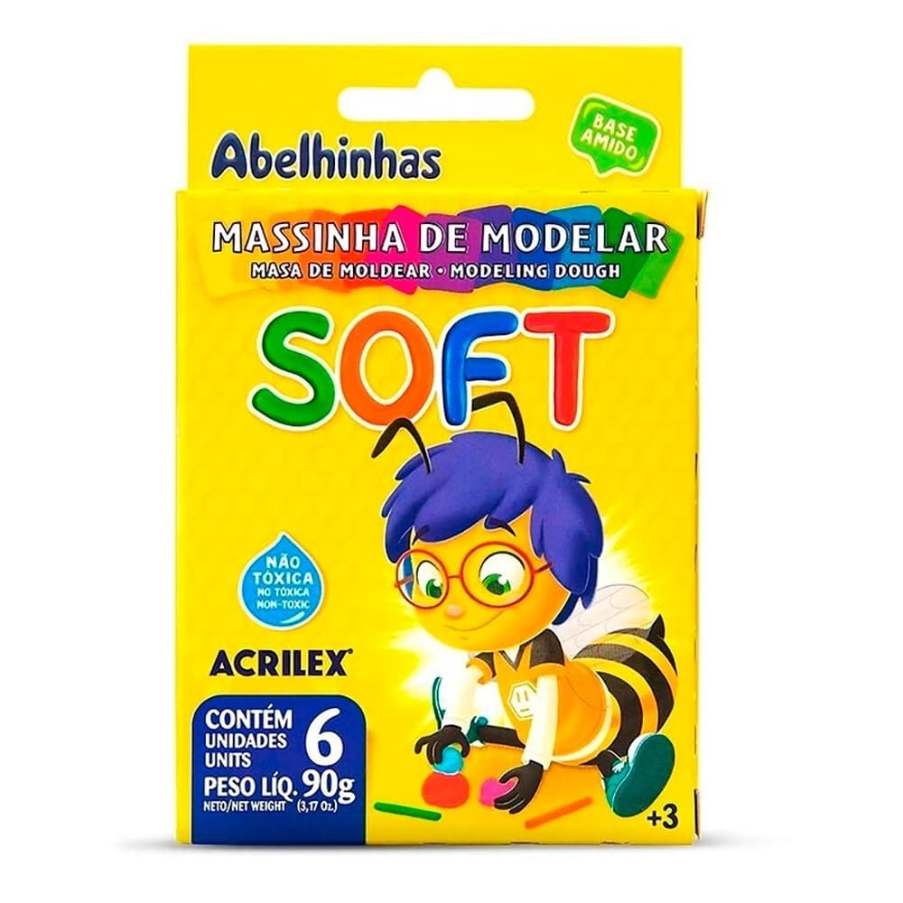 Massa Para Modelar Acrilex Soft Com 6 Unidades