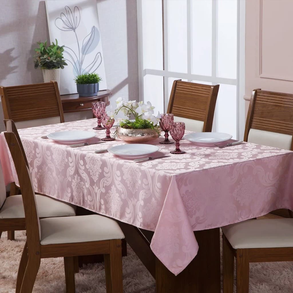Toalha de Mesa Quadrada, 4 Lugares, Luxuor, Várias Cores, em Tecido Jacquard