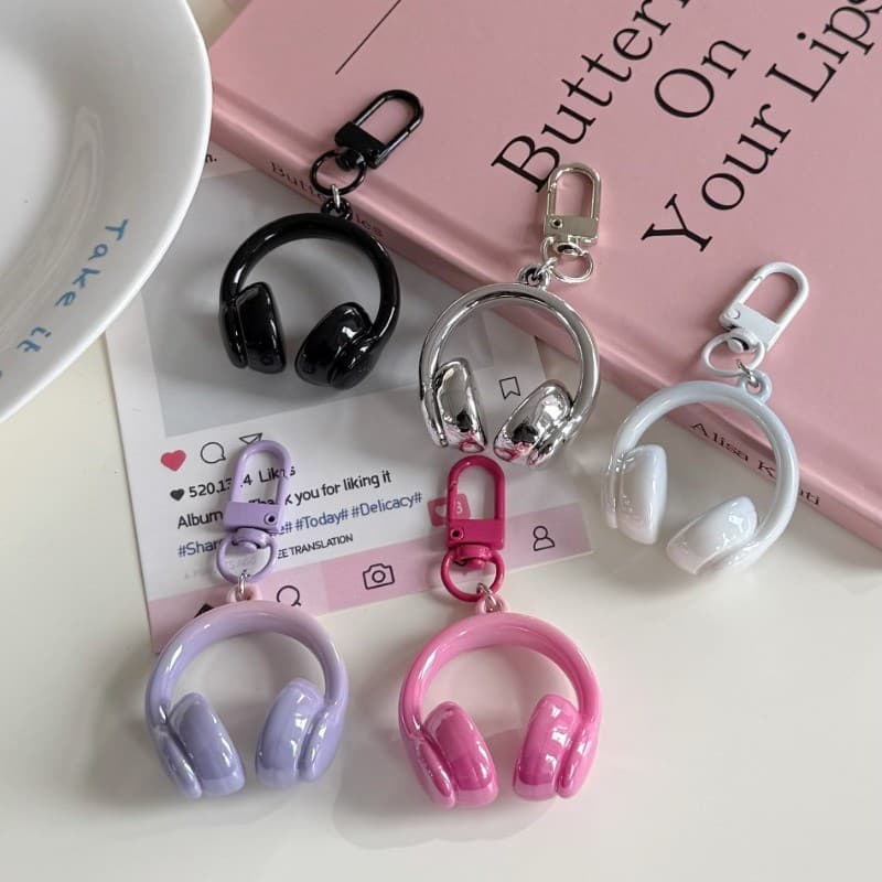 Ins Simples Doce Legal 3D Fone De Ouvido Chaveiro Pingente Criativo Estilo Saco Pendurado Decoração Melhor Amigo Present