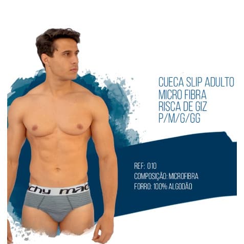 Kit 12 Cuecas Slip Básica Tradicional Microfibra Masculino Machy Adulto Atacado P/M/G/GG