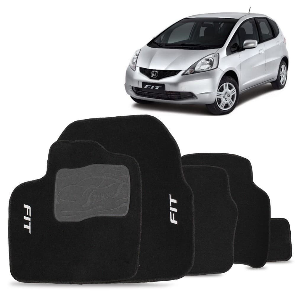 Tapete Carpete  Honda Fit 2009 A 2014 Preto 5 Peças