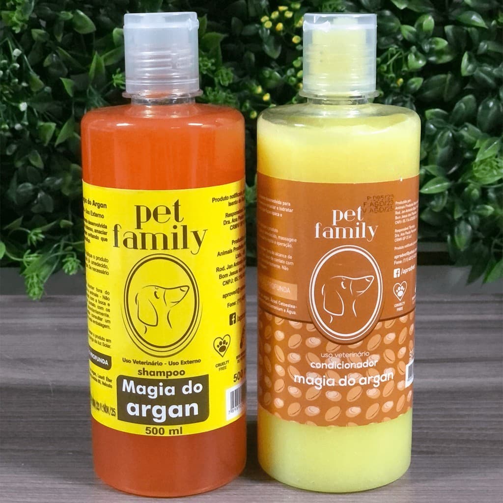 Kit Shampoo Argan + Condicionador Argan Restauração Profunda Pet Family 500ml