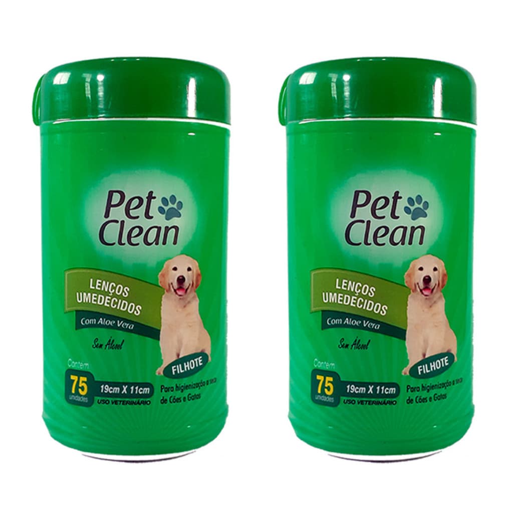 Kit 2 Toalhas Lenços Umedecidos Pet Cães e Gatos Filhote