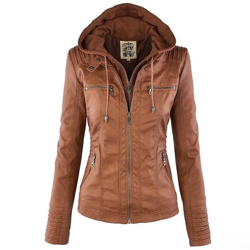 Jaqueta De Couro Sintético De Inverno Feminina Casual Impermeável À Prova De Vento Jaquetas Básicas Casacos