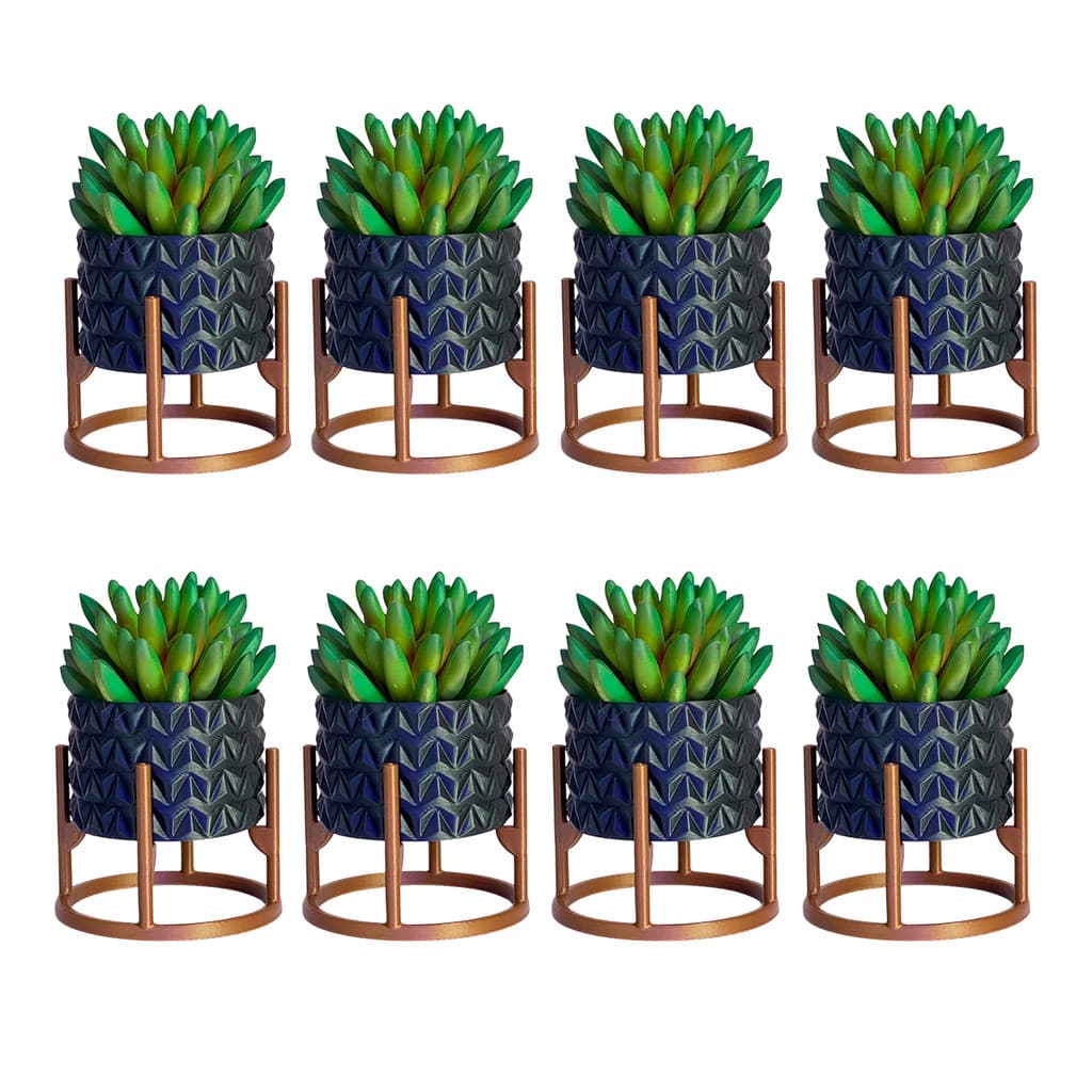 Kit com 8 Cachepot  Preto Textura Diamante Decoração Moderna Quarto Banheiro Sala de Estar Plantas