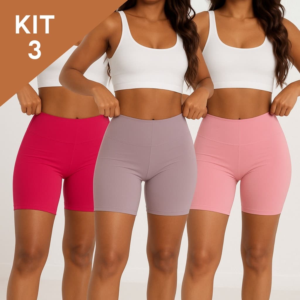 Kit 3 Short Segunda Pele Anagua Feminino Anágua Calção Bermuda Usar Por Baixo de Saia