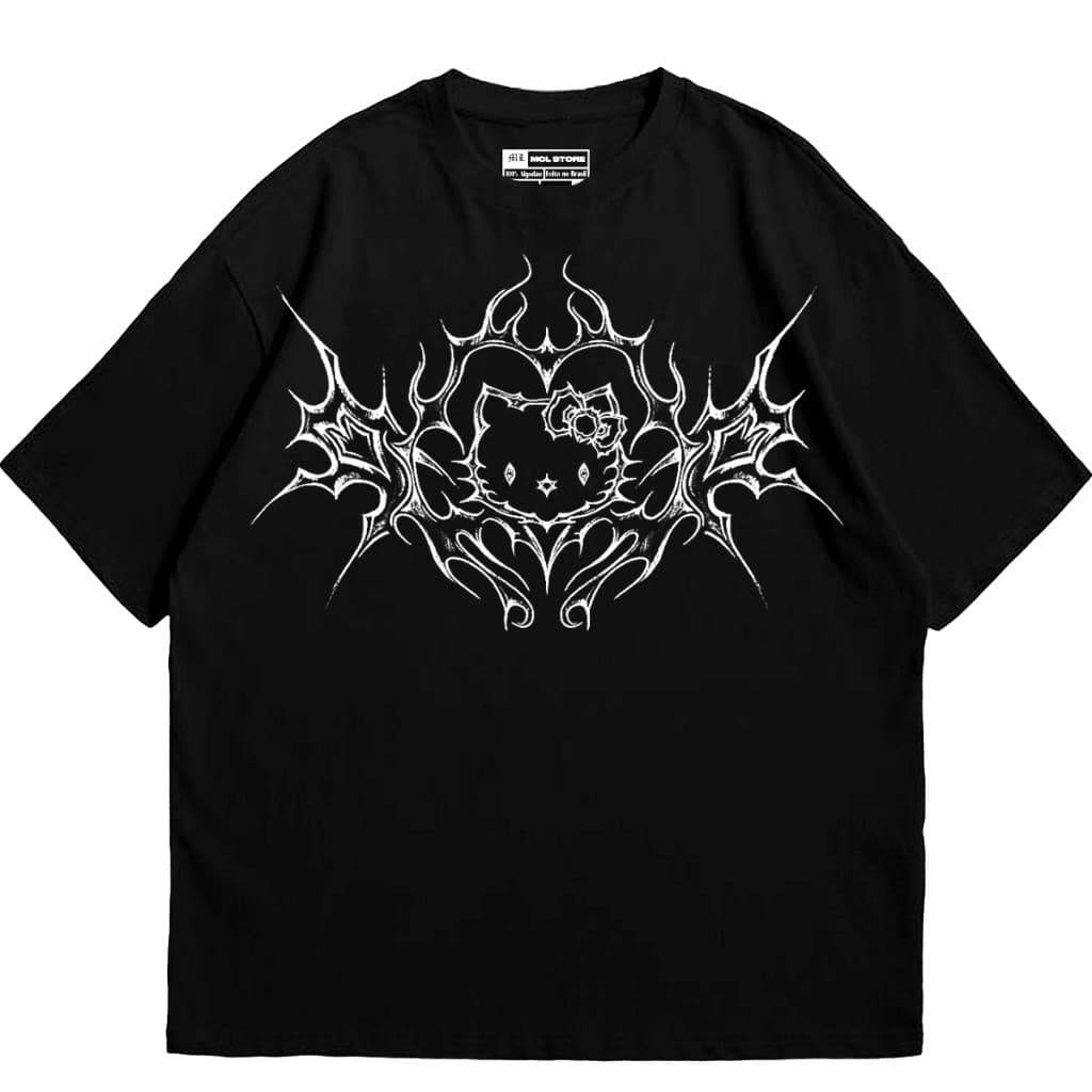 Camiseta Tshirt Hello Kitty Punk Streetwear 100% Algodão Estampada Unisex Envio Rápido