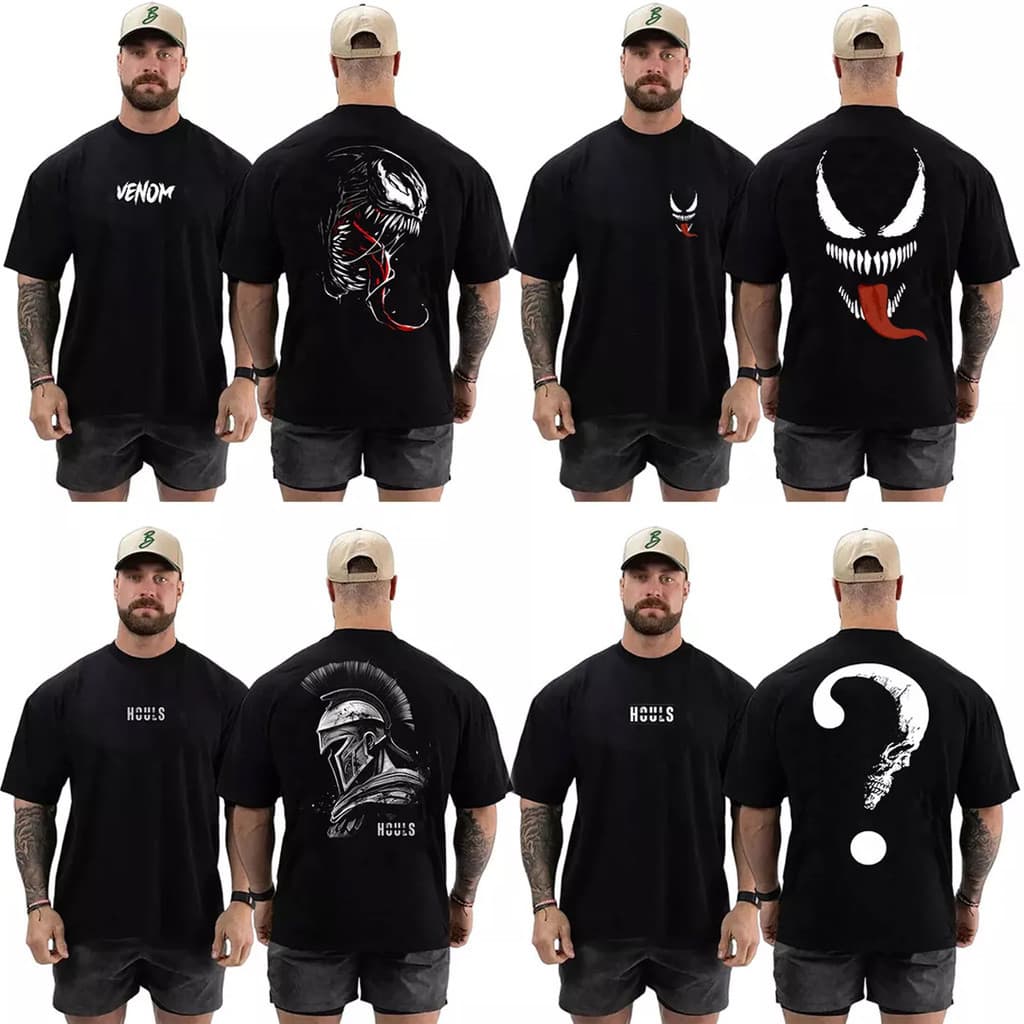 Kit 4 Camisetas Oversized Camisas Treino Street Skull Spartan