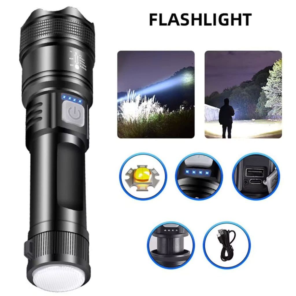 Lanterna Longo Alcance LED Portátil de Altíssima Qualidade e Potência 1200mAh Lanterna Tática Leve e Compacta