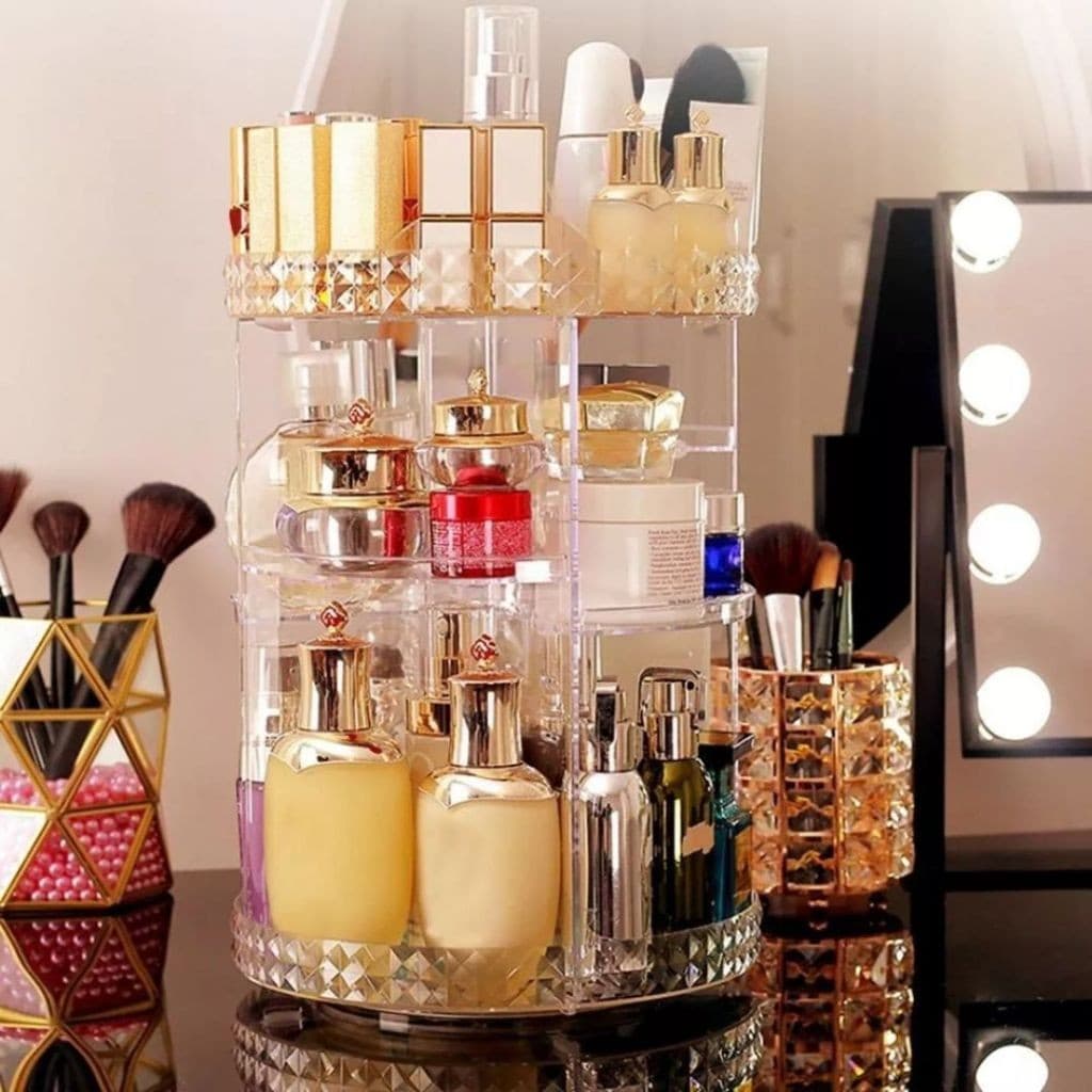 Organizador Acrílico Maquiagem Cosméticos Display Giratório 360°