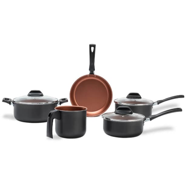 Jogo de Panelas Brinox Antiaderente Pro-Flon 5 Peças Topázio Cinza Range