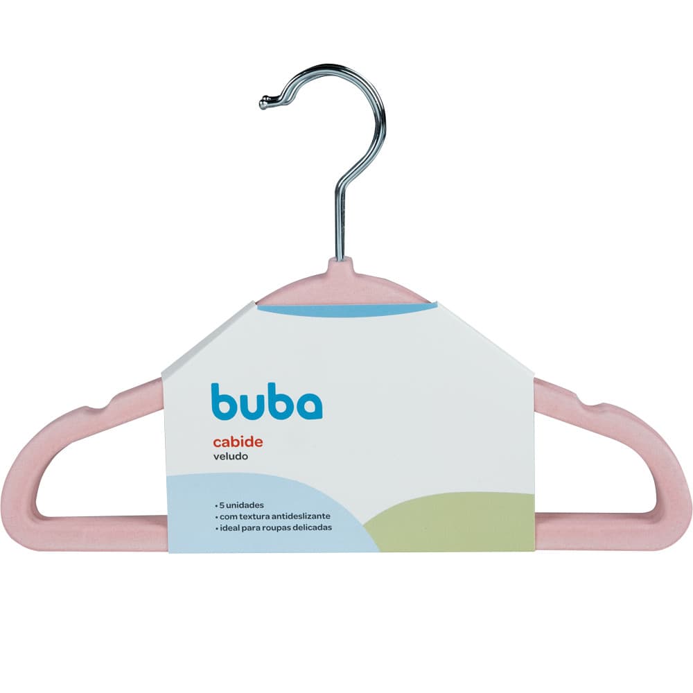 Kit 5 Cabides Infantil De Veludo Cabide Para Roupa Rosa Antideslizante Menina Criança Bebê Buba