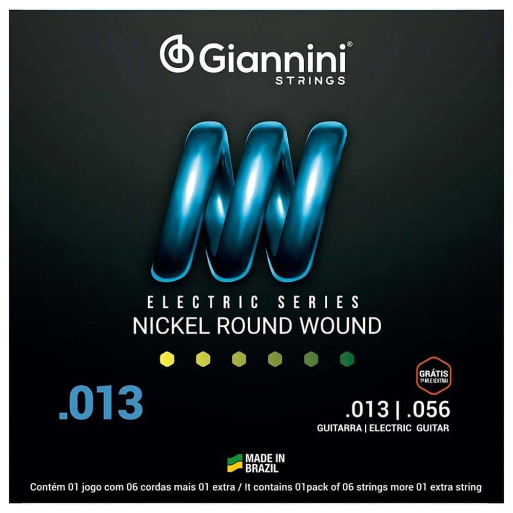 ENCORDOAMENTO GIANNINI GEEGST.13 P/ GUITARRA NIQUEL 013 (mí extra)