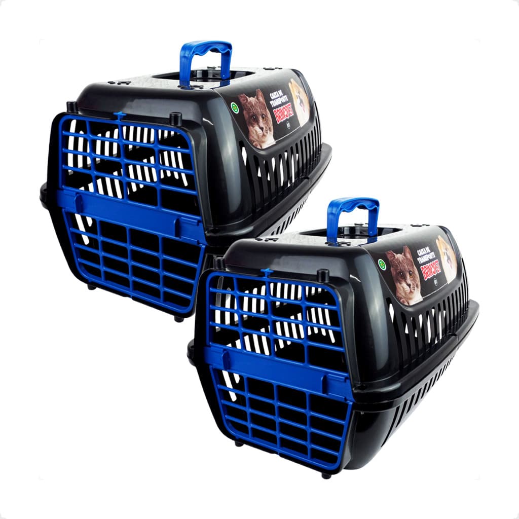 Kit 2 Caixa de Transporte Brinqpet N1 Premium – Preto e Azul