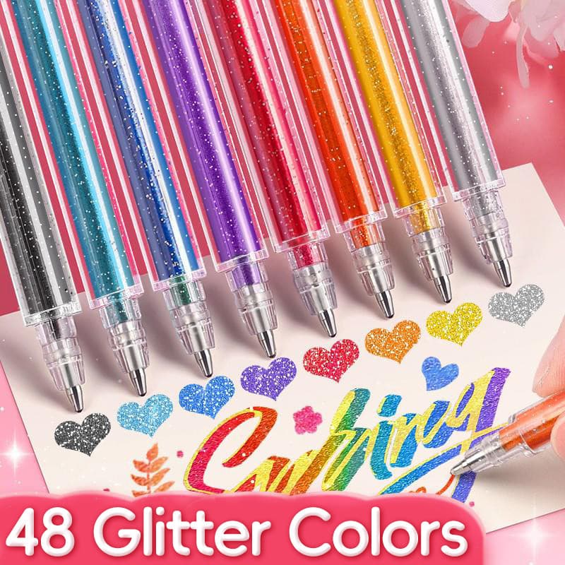 8/12/18/24/36/48 Cores Canetas De Gelatina 3D , Gel Retráteis Com Glitter Escrita Para Desenho De Colorir Artístico