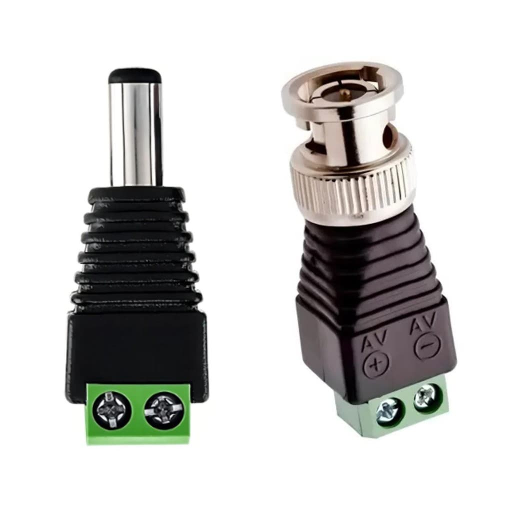 100 Conector Borne P4 50 Macho e 50 BNC Q9 Câmera e Fita Led