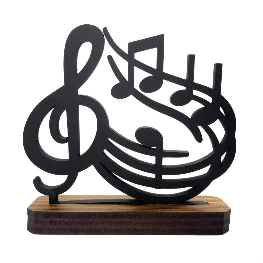Troféu Lembrança Enfeite De Mesa Musica Notas Musicais Preto