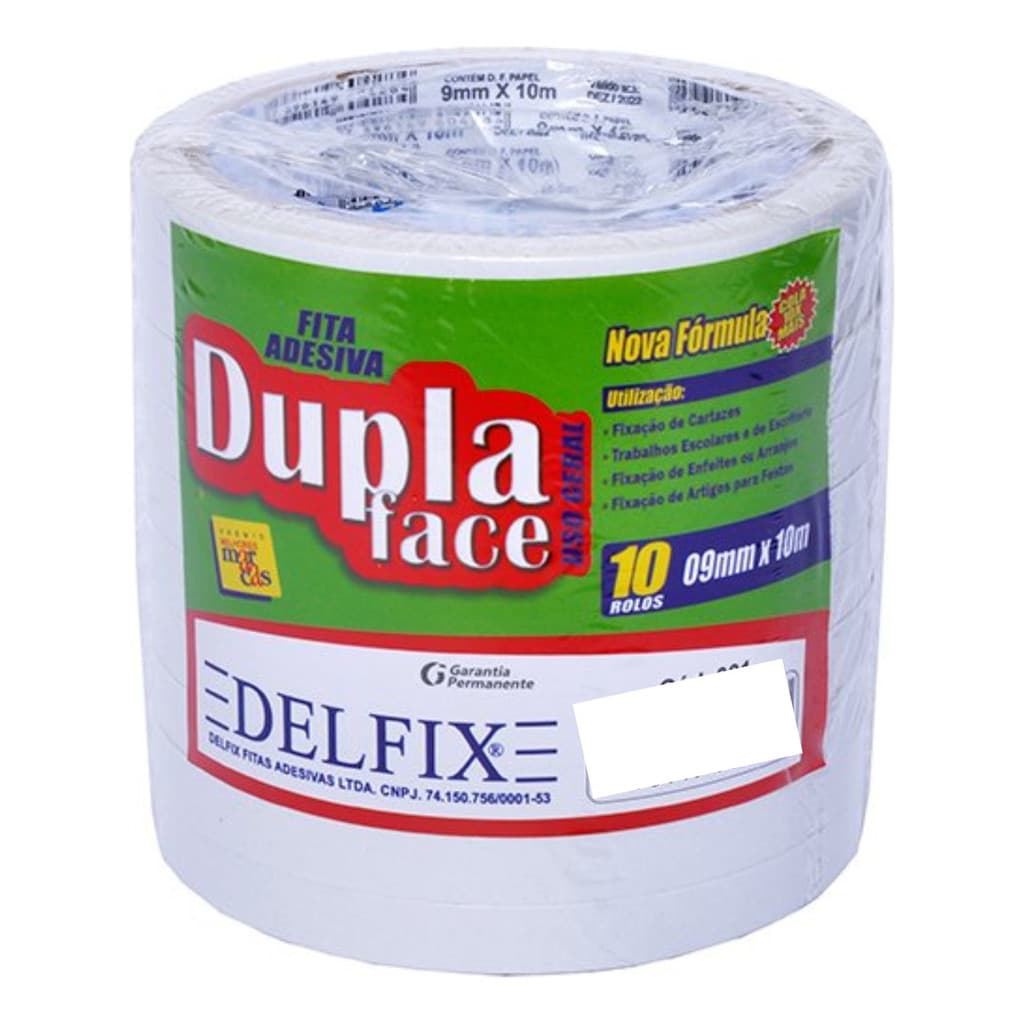 Fita Adesiva Duplaface Delfix (9mm) pct 10 Rolos C/ 30 Metros