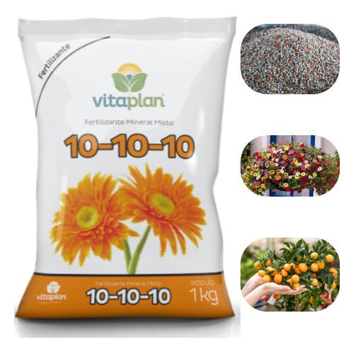 Fertilizante Adubo 10-10-10 Mineral Npk Vitaplan 1kg Misto Para Todos Os Tipos De Plantas