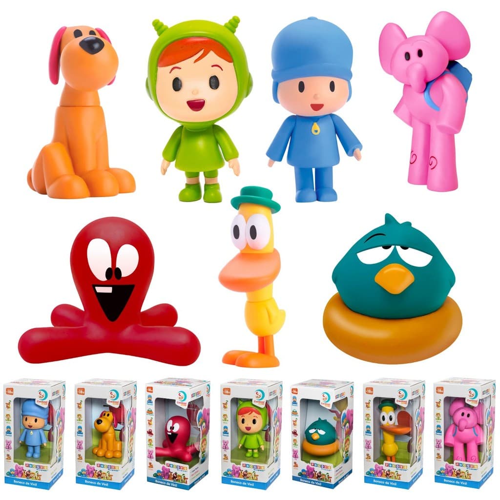 Bonecos Pocoyo E Sua Turma Brinquedo Em Vinil Nina Loula Pato Elly Sonequita Fred Pocoyo - Cardoso