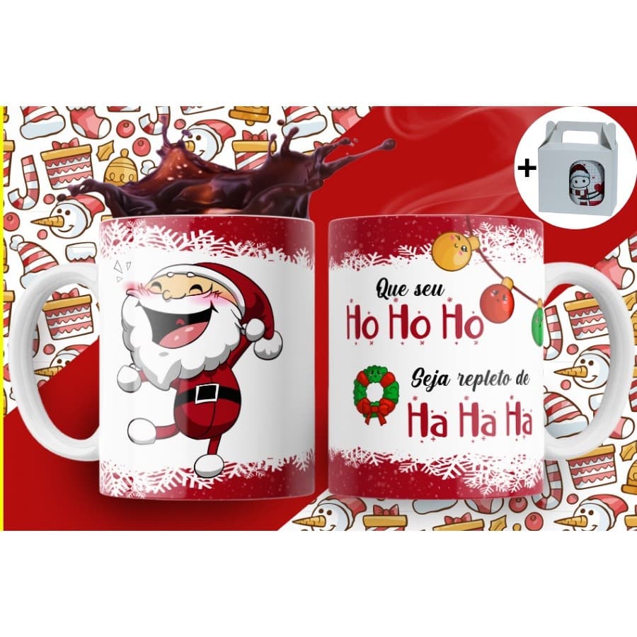 Caneca Frases Natal Personalizada Papai Noel Felicitação Carinho Xicara Porcelana
