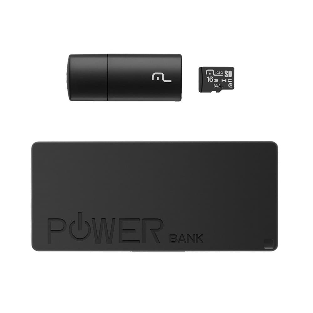 Kit p/ Smartphone Power Bank mAh4000 + Pendrive + Cartão de Memória 16G Multilaser