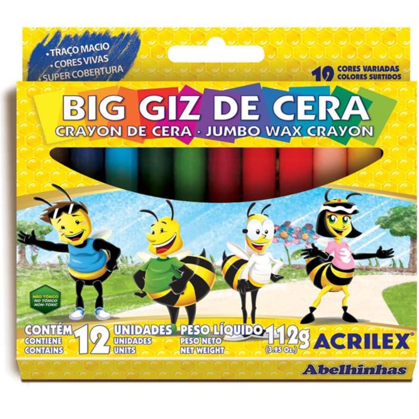Giz de Cera Jumbo 12 Cores - ACRILEX