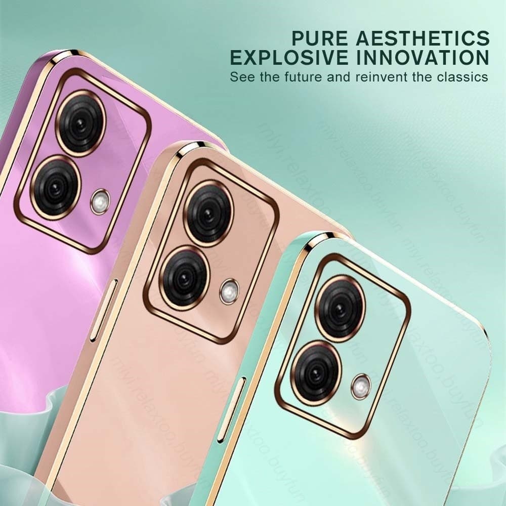 Capinha De Celular Borda Dourada Para Moto E13,E15,E22,E32,G13,G22,G23,G32,G42,G52,G53,G62,G73,G82