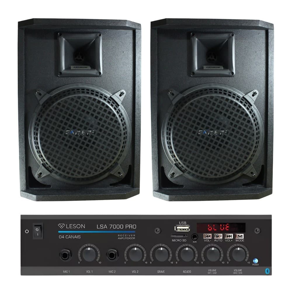 Kit 2 Caixas de som 400w Passiva MWP10T + Amp Lsa7000