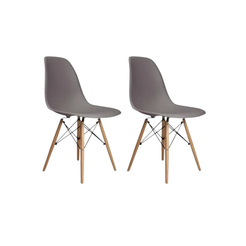 Conjunto 2 Cadeiras de jantar moderna Eames Eiffel Dkr Movescan Cinza