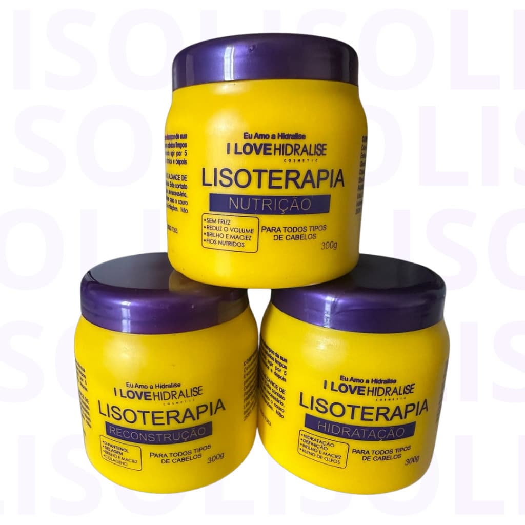 Cronograma Capilar Lisoterapia Tratamento 3x 300g - Mascara de Hidratação, Nutrição e Reconstrução