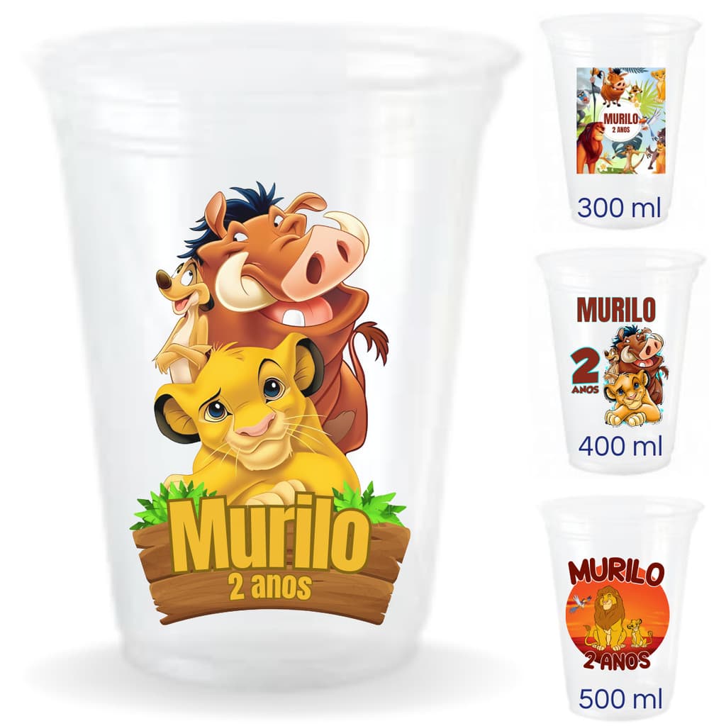 Kit 100 Copo Descartável Personalizado Colorido Aniversario Rei Leão | 15 anos | Casamento | Festa | Tardezinha