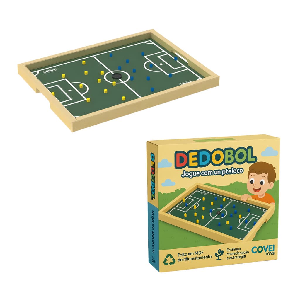Jogo Dedobol Peteleco de Mesa Campo de Futebol Dedo Futebol de Botão Brinquedo Educativo Pedagogico Infantil Tabuleiro