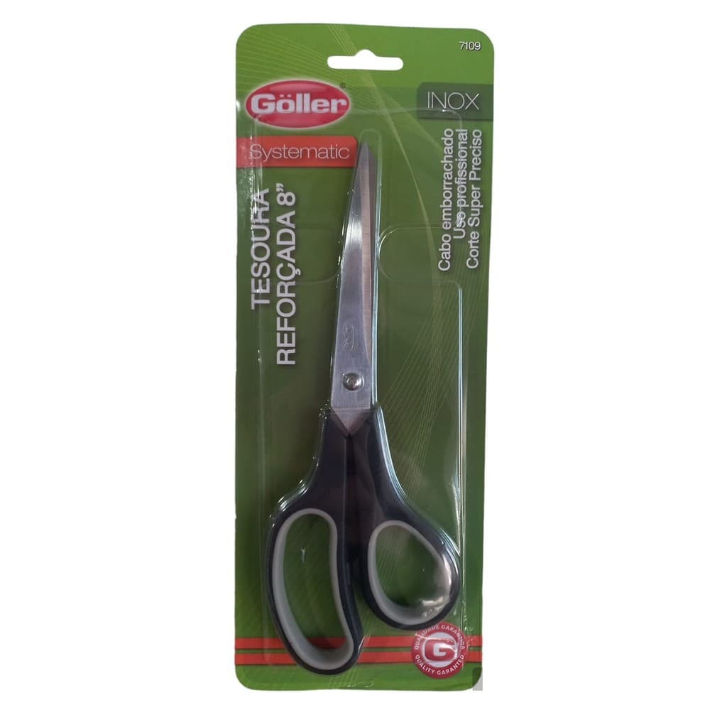 Tesoura Uso Geral Reforçada 8" 22cm Inox Cabo Emborrachado