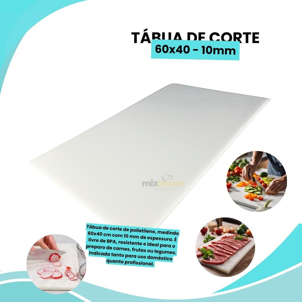 Tábuas De Corte 10MM Profissional Polietileno Antibacteriana Carnes Legumes Diversos Tamanhos
