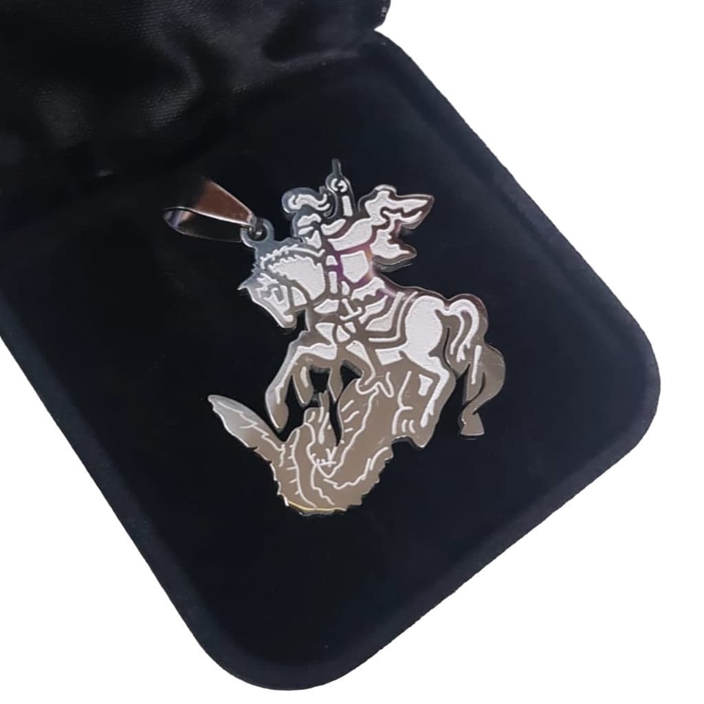 Pingente aço inox são jorge com variações