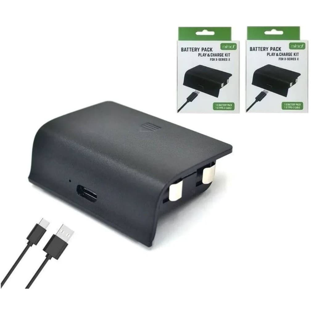 Kit 2 Bat. para Controle X-BOX Series S/X Preto C/ Cabo USB-C