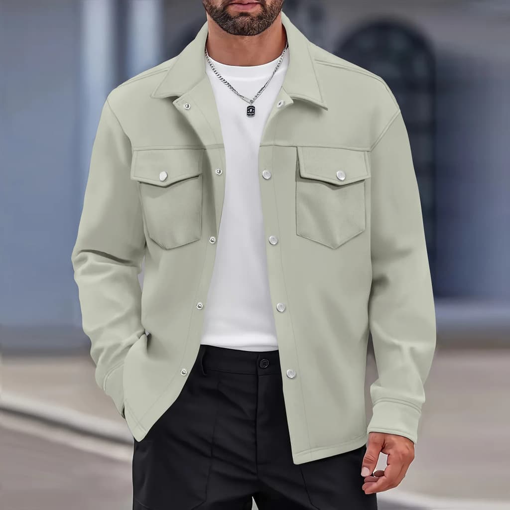 Primavera Outono Luz De Luxo Lapela Masculina Único breasted Cor Sólida Topo Nova Qualidade Moda Negócios casual Bolso D