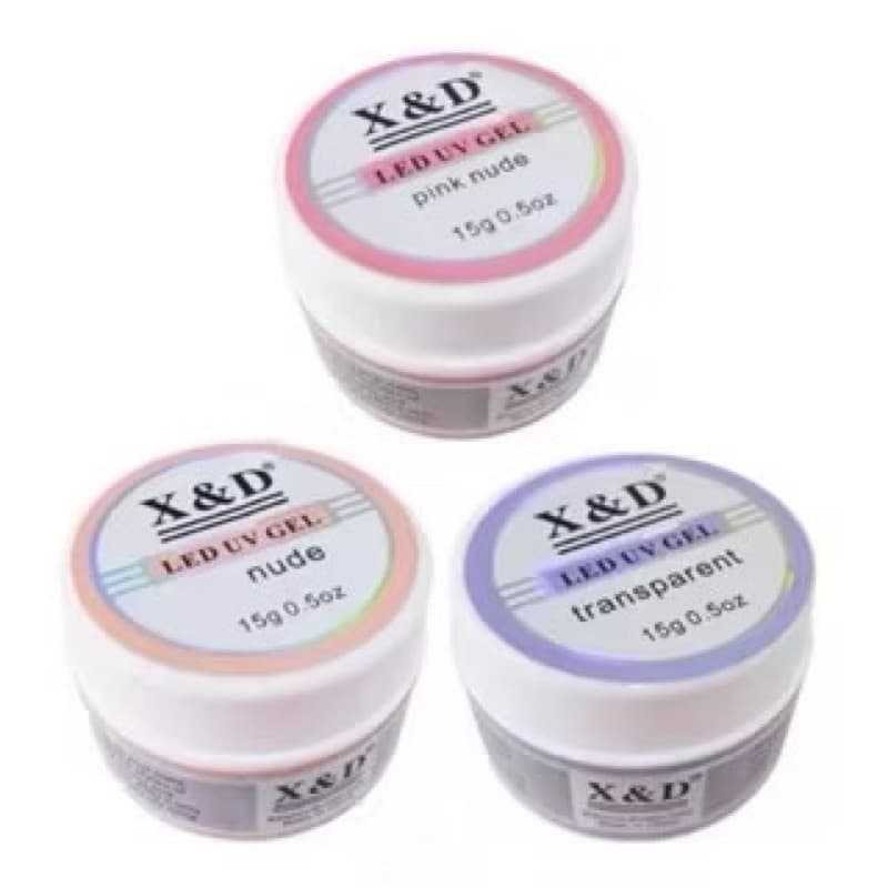 Kit 3 Gel X&d 15g Led Uv Gel para Unhas Xd Profissional Acrigel Alongamento Xed