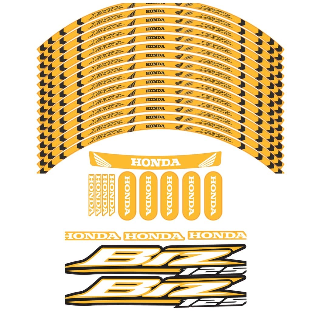 Kit Adesivos Honda Biz Completo tank e Roda Amarelo Brinde