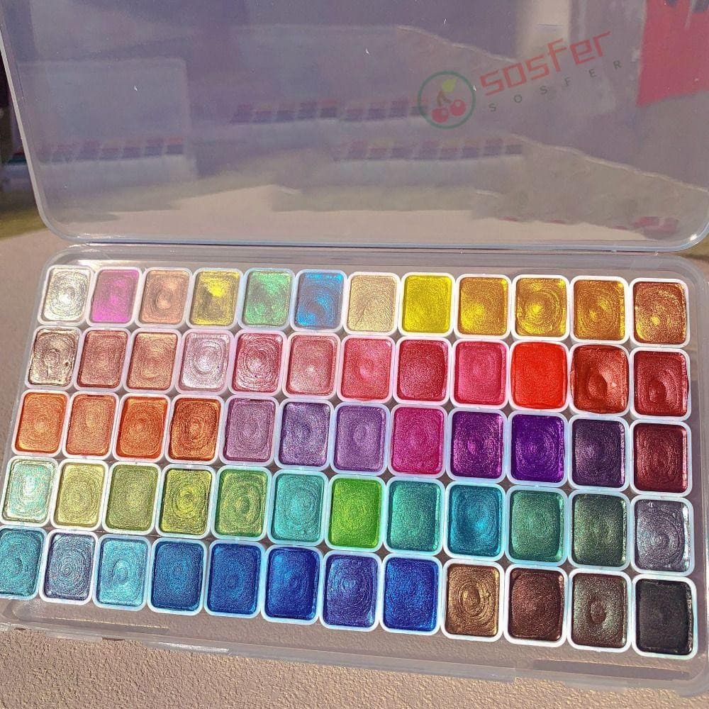 Conjunto De Pigmentos De Pintura Em Aquarela SOSFER , Decoração De Flores 20/24/60 Cores Tintas Com Brilho Perolado