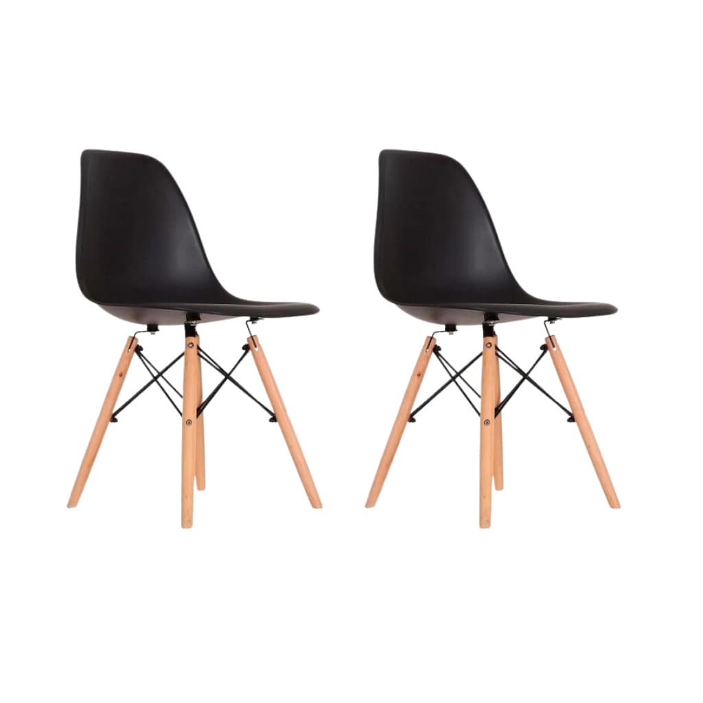 Conjunto 2 Cadeiras de jantar Eames Eiffel Dkr Movescan moderna Preta